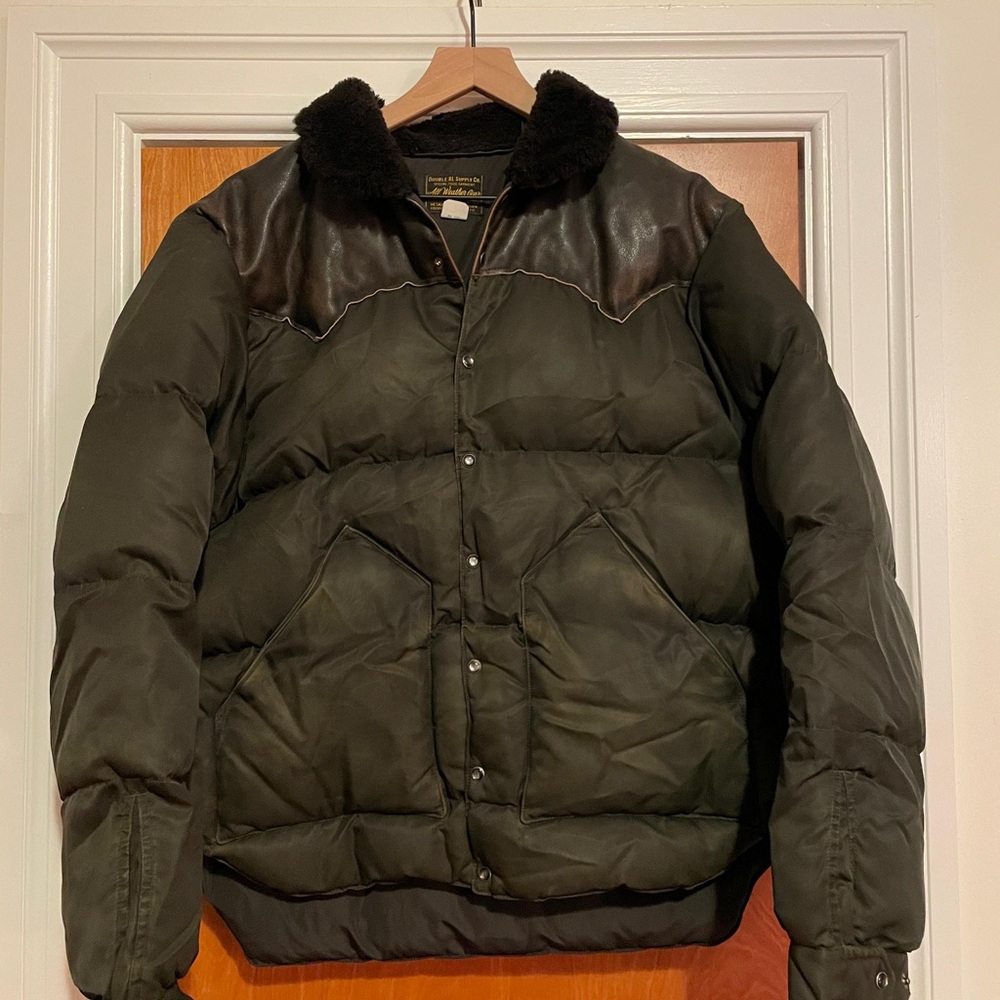 Men's Black Puffer Jacket with Leather Accents